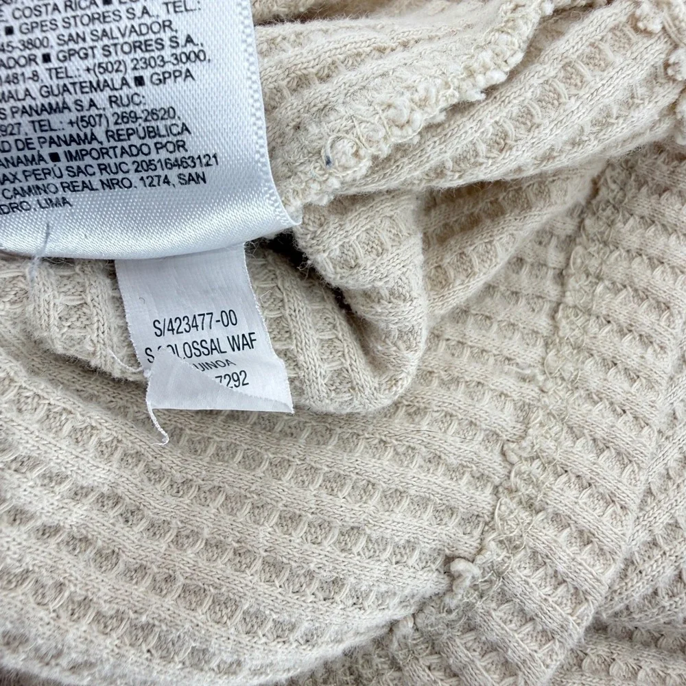Old Navy Kids Beige Waffle Knit Thermal Long Sleeve Shirt Elbow Patches 2T‎